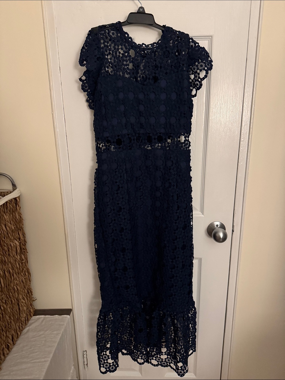 Petal & Pup Navy Crochet Lace Midi Dress